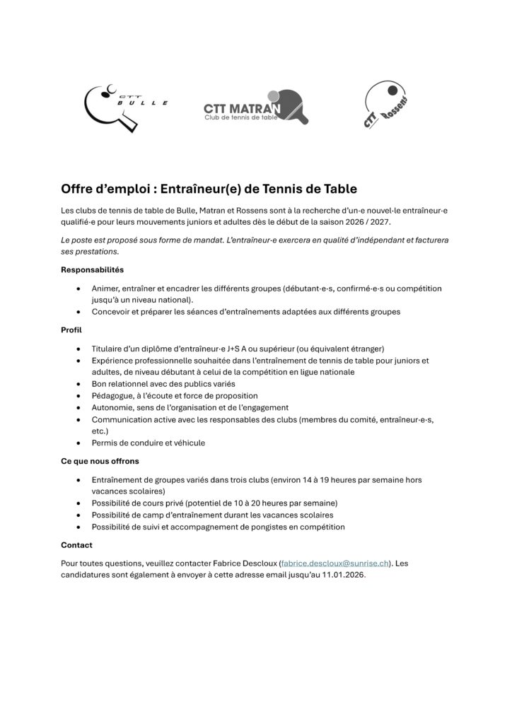 Offre Emploi Entraineur