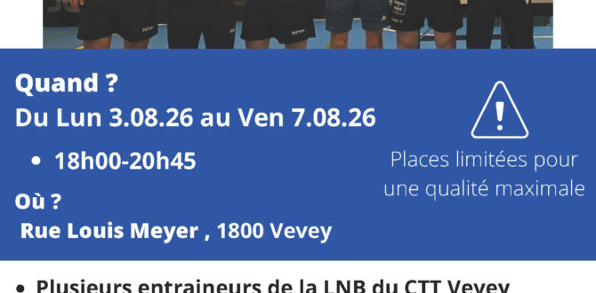 Camp d'été du CTT Vevey - 2026