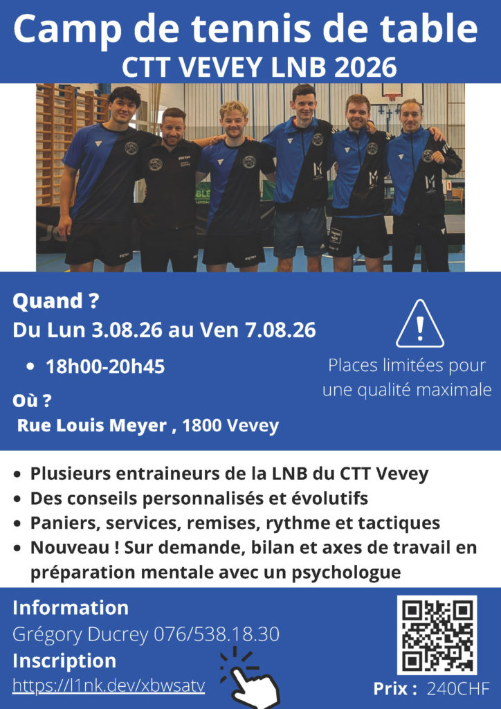 Camp d'été du CTT Vevey - 2026